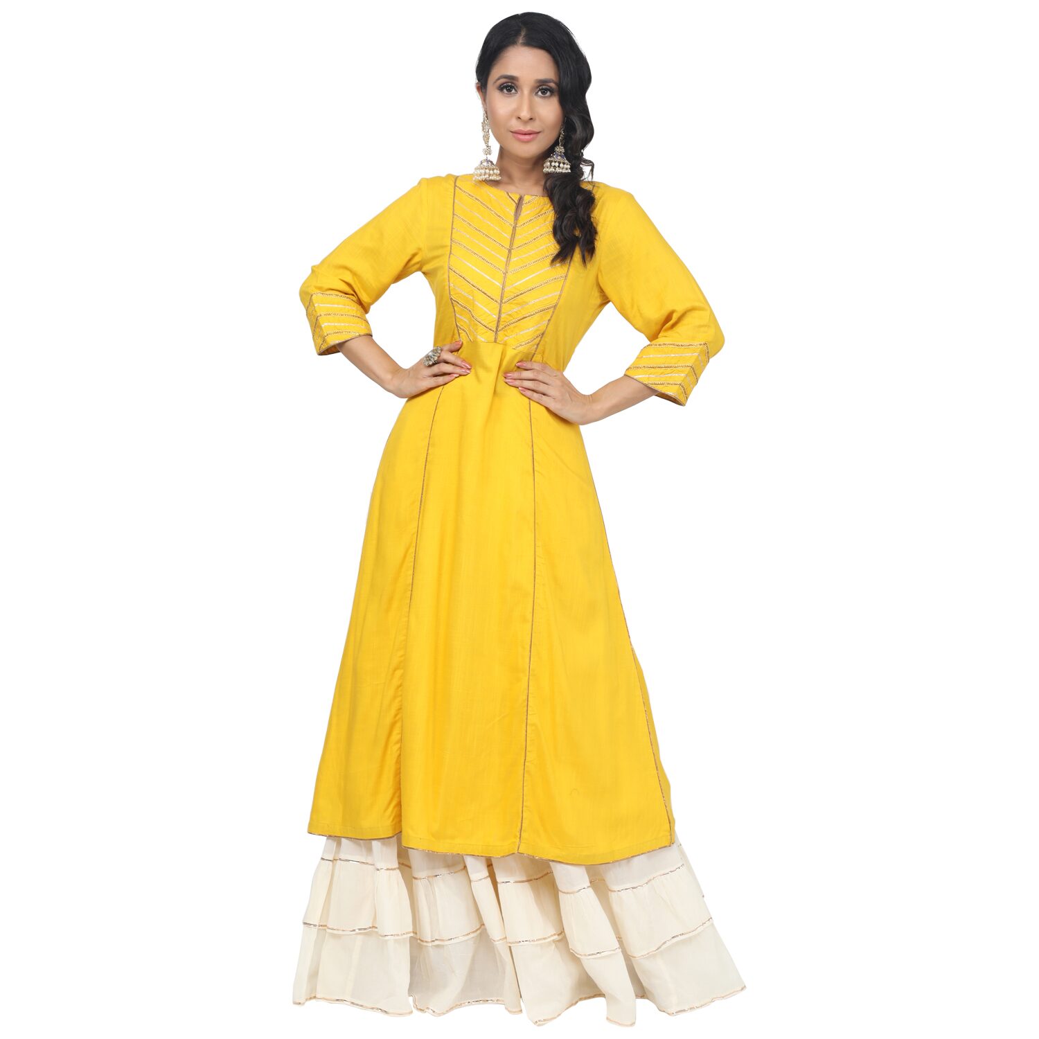 

Paislei Women Yellow Solid Regular Kurta