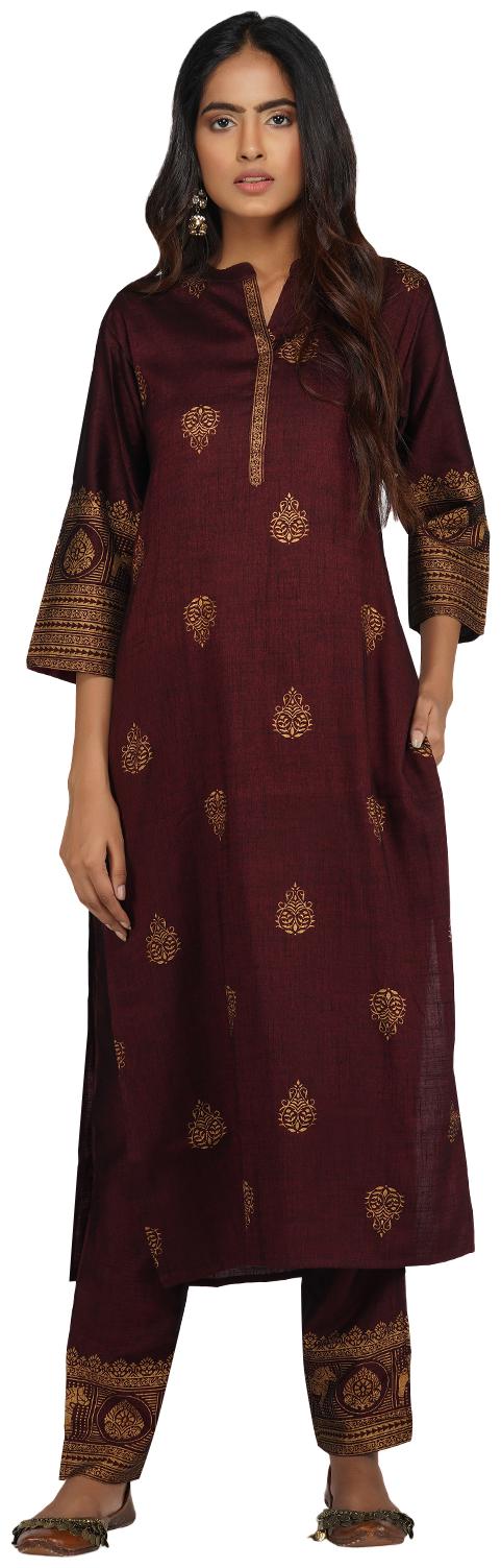 

Paislei Women Maroon Printed Regular Kurta With Pants