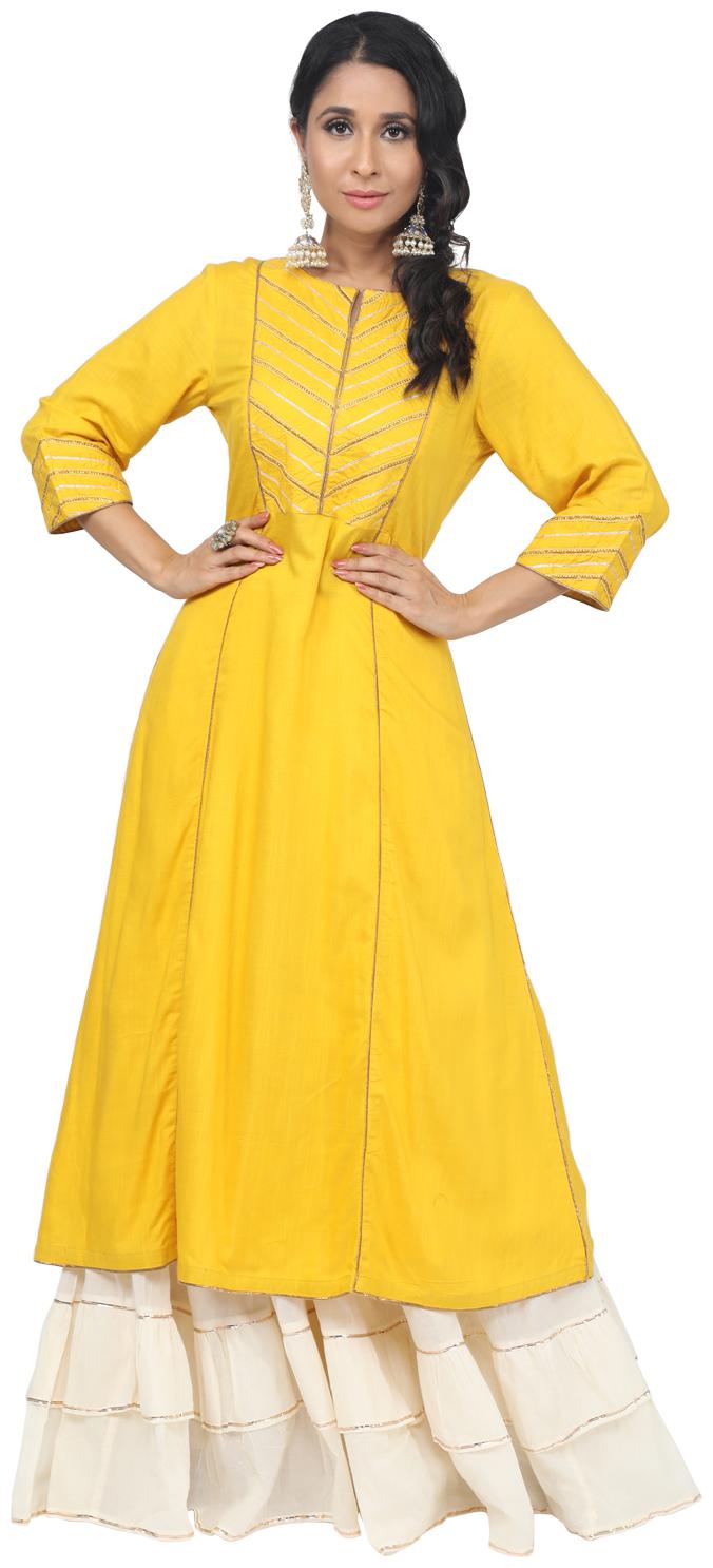 

Paislei Women Yellow Solid Regular Kurta