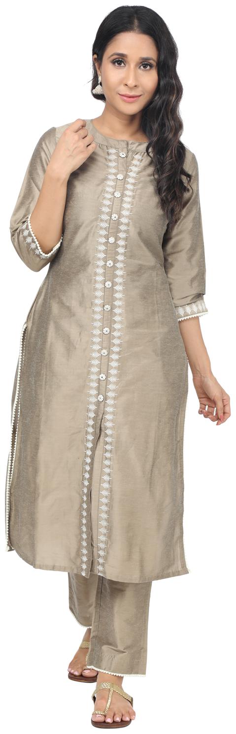 

Paislei Women Brown Printed Regular Kurta With Pants