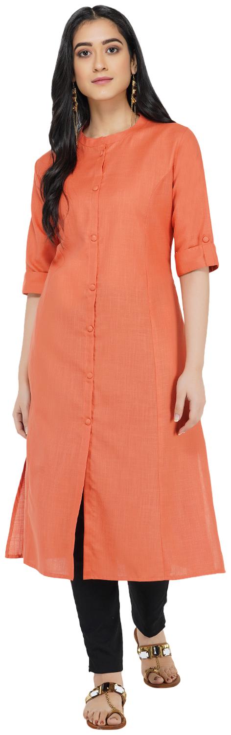 

Paislei Women Orange Solid Regular Kurti