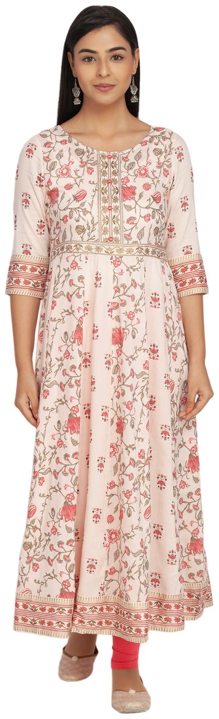 

Paislei Women Pink Floral Anarkali Kurti