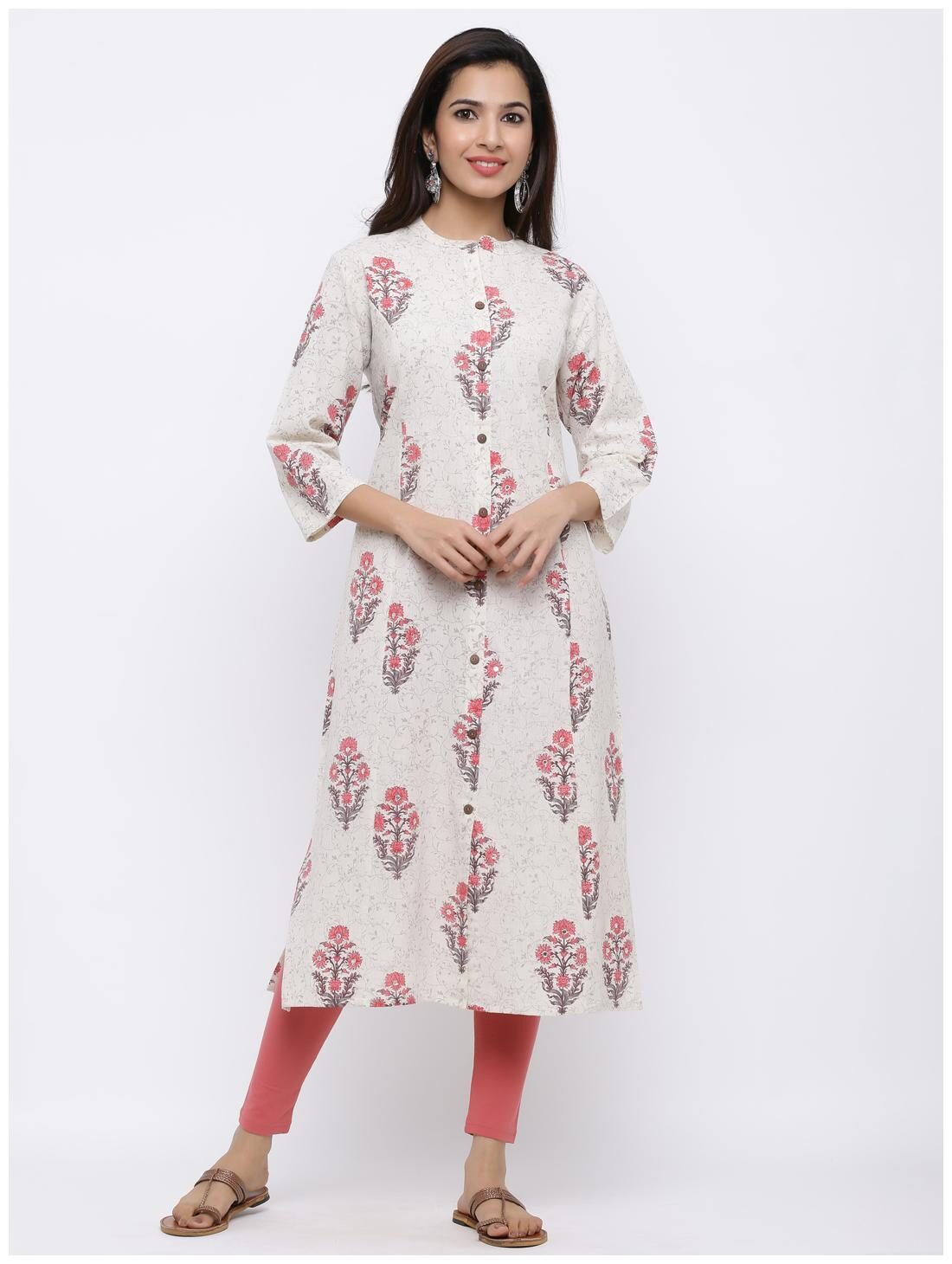 

Palakh Women Cotton Floral Kurta White