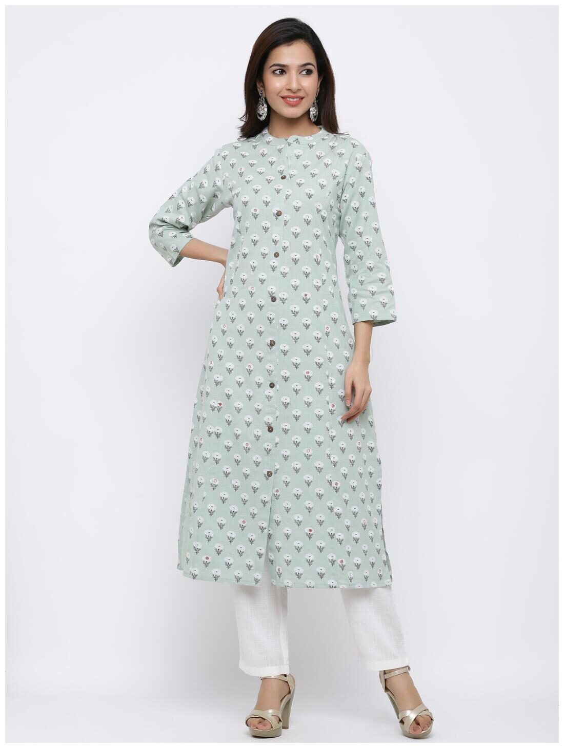 

Palakh Women Cotton Floral Kurta Blue