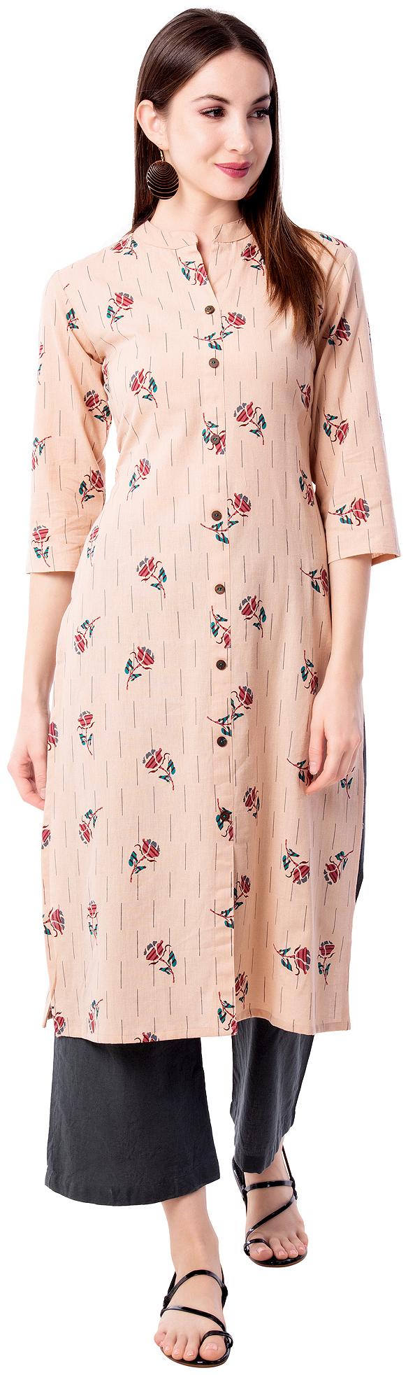 

Palakh Women Peach Floral Straight Kurta With Palazzo