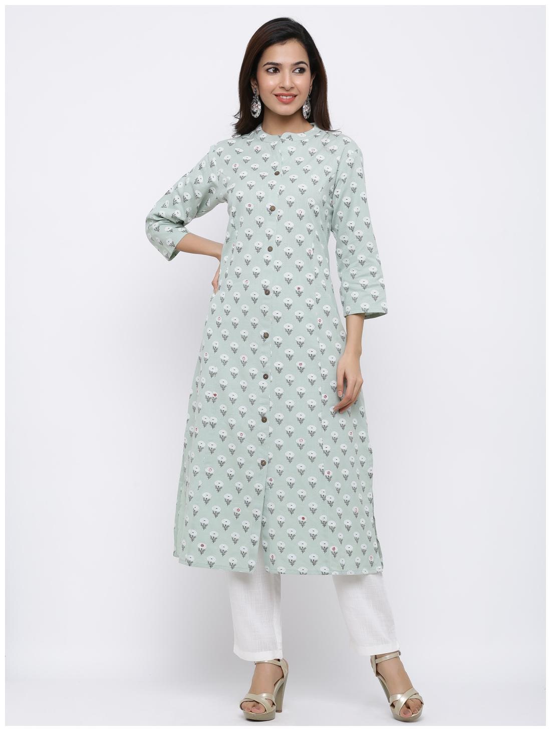 

Palakh Women Cotton Floral Kurta Blue
