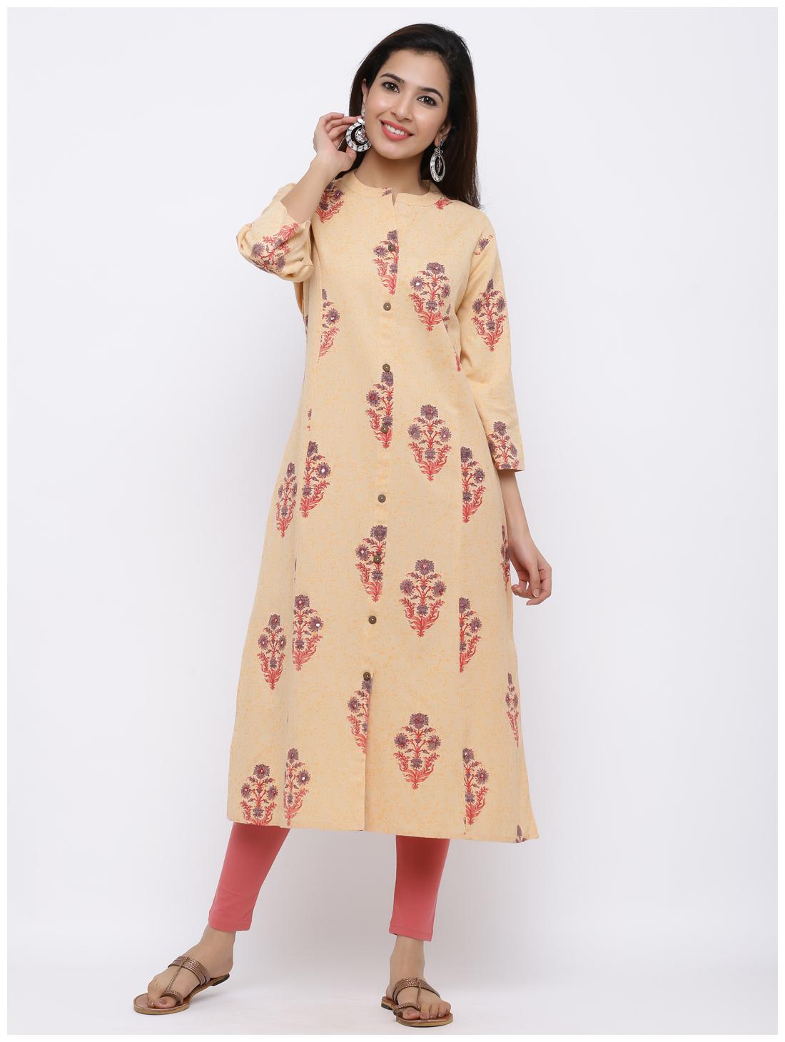 

Palakh Women Cotton Floral Kurta Peach