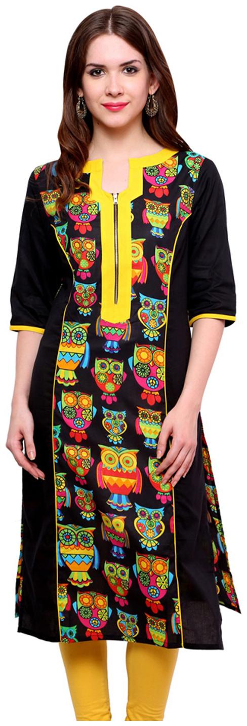 

Pannkh Black Cotton Kurta