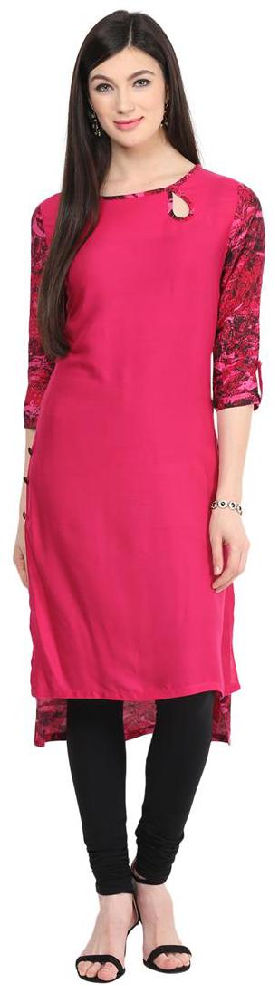 

Pannkh Women Pink Printed Regular Kurti