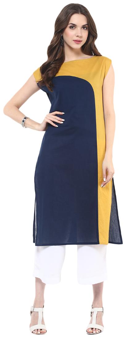 

Pannkh Women Yellow Solid Straight Kurti