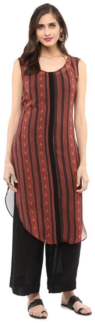 

Pannkh Women Orange Printed Regular Kurta