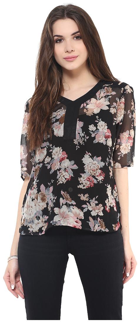 

Pannkh Floral Shoulder Window Top