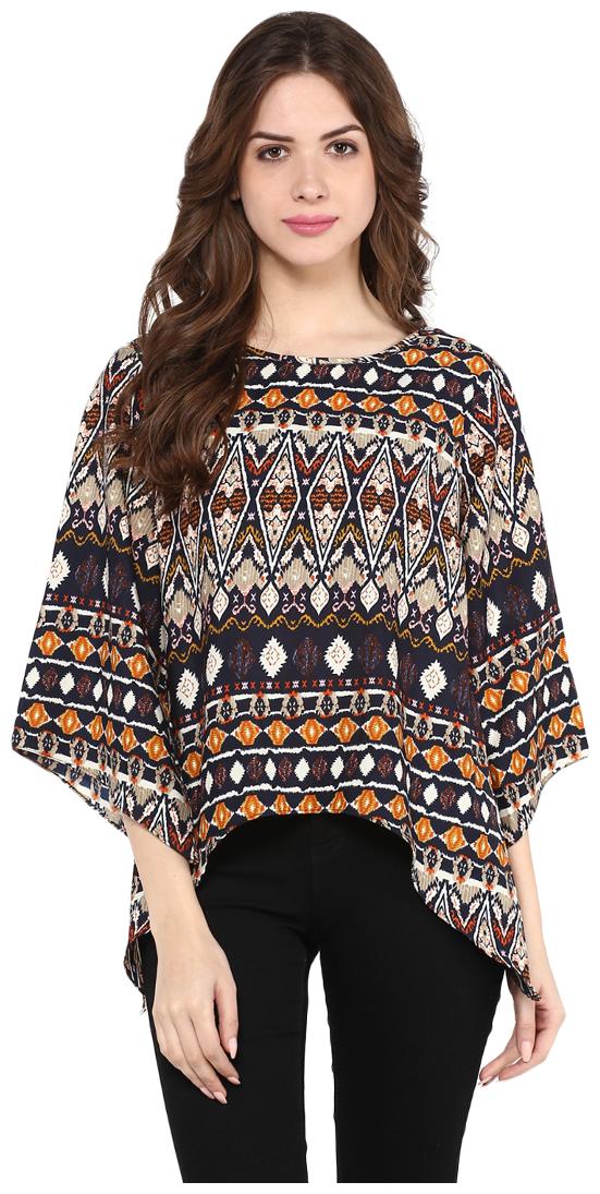 

Pannkh Women Printed Regular top - Black