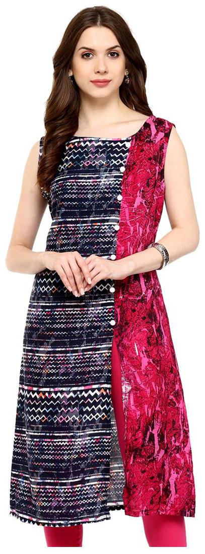 

Pannkh Navy zig-zag Print Kurti