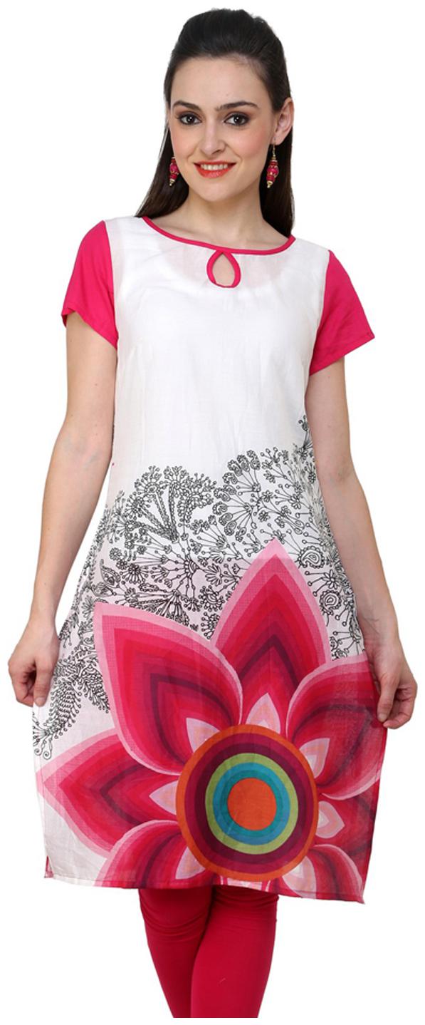 

Pannkh Women Pink Printed Regular Kurta
