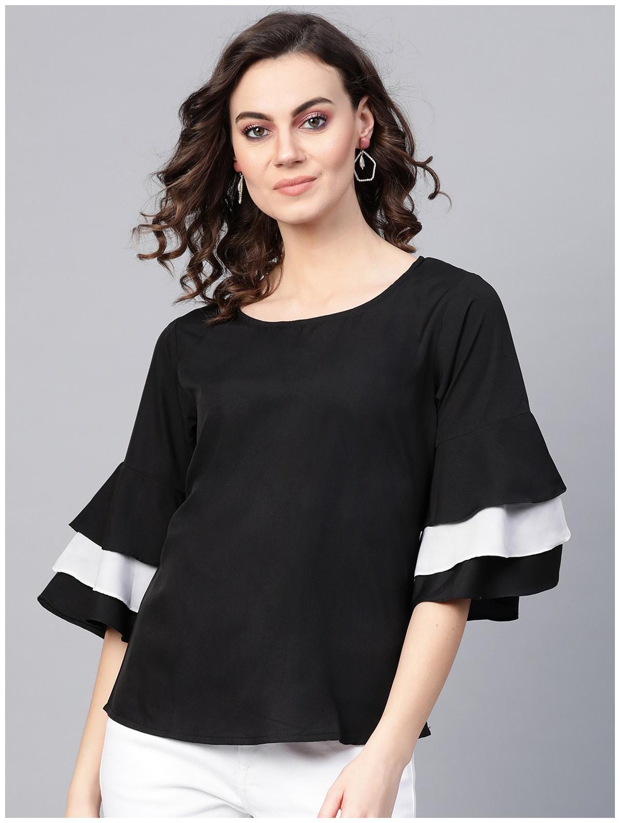 

Pannkh Women Solid Regular top - Black