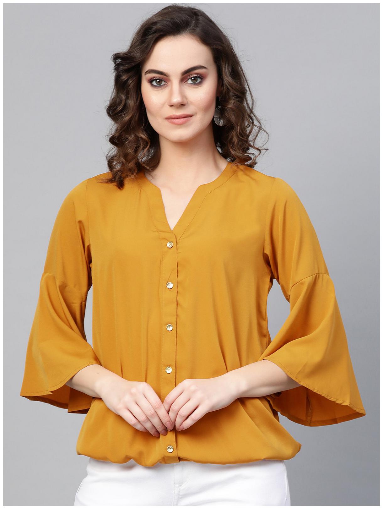 

Pannkh Women Solid Regular top - Yellow