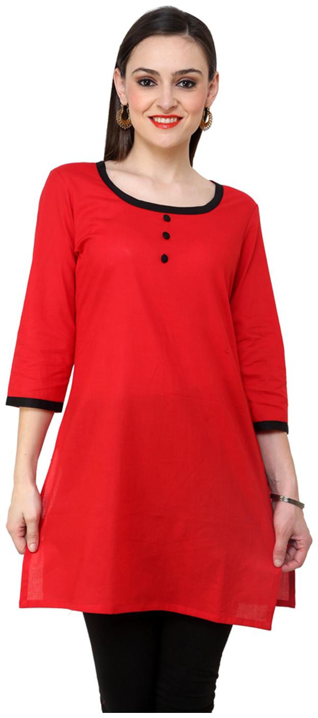 

Pannkh Women Red Printed Regular Kurta