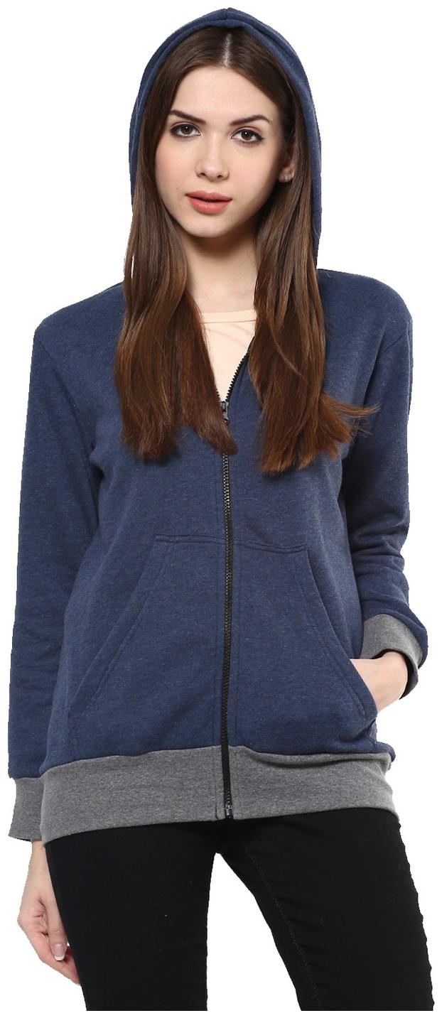 

Pannkh Women Floral Hoodie - Blue