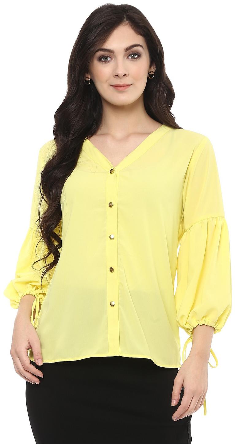 

Pannkh Women Solid Regular top - Yellow