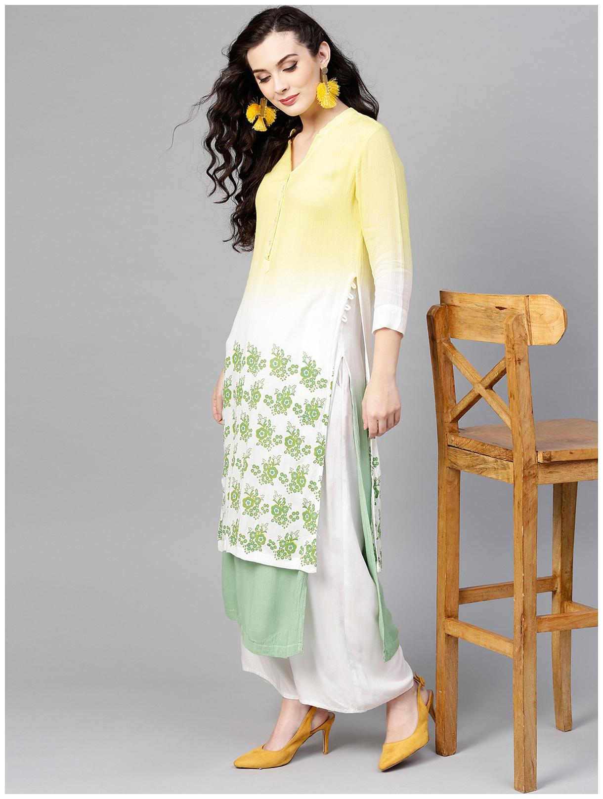 

Pannkh Women White Printed Regular Kurta