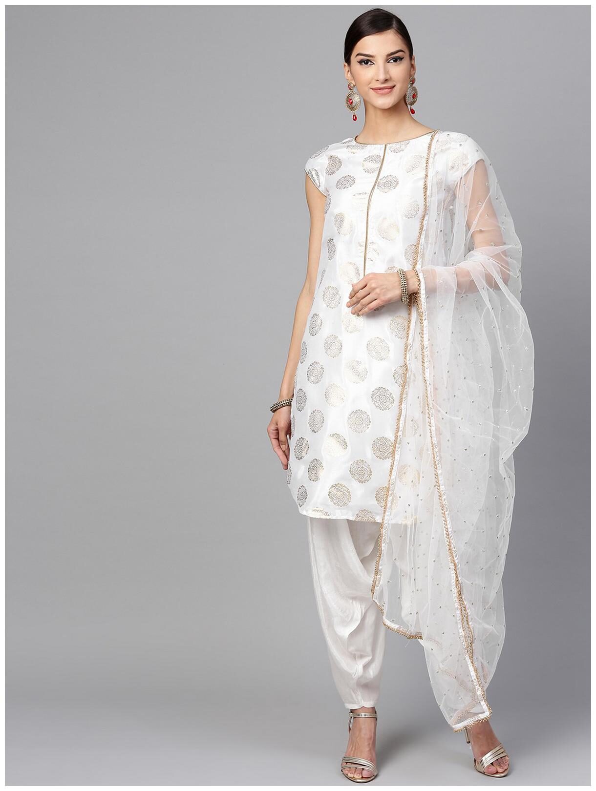 

Pannkh Women s Short Kurti With Salwar And Dupatta