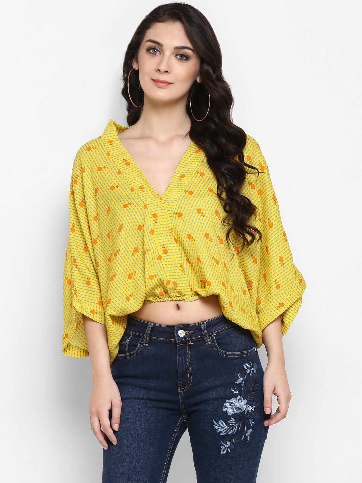

Pannkh Women Printed Regular top - Yellow