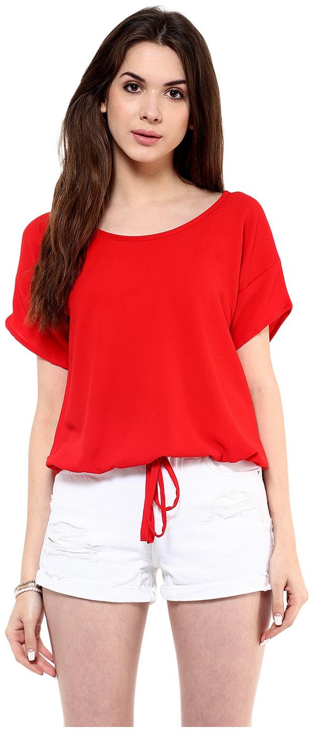 

Pannkh Women Printed A-line top - Red