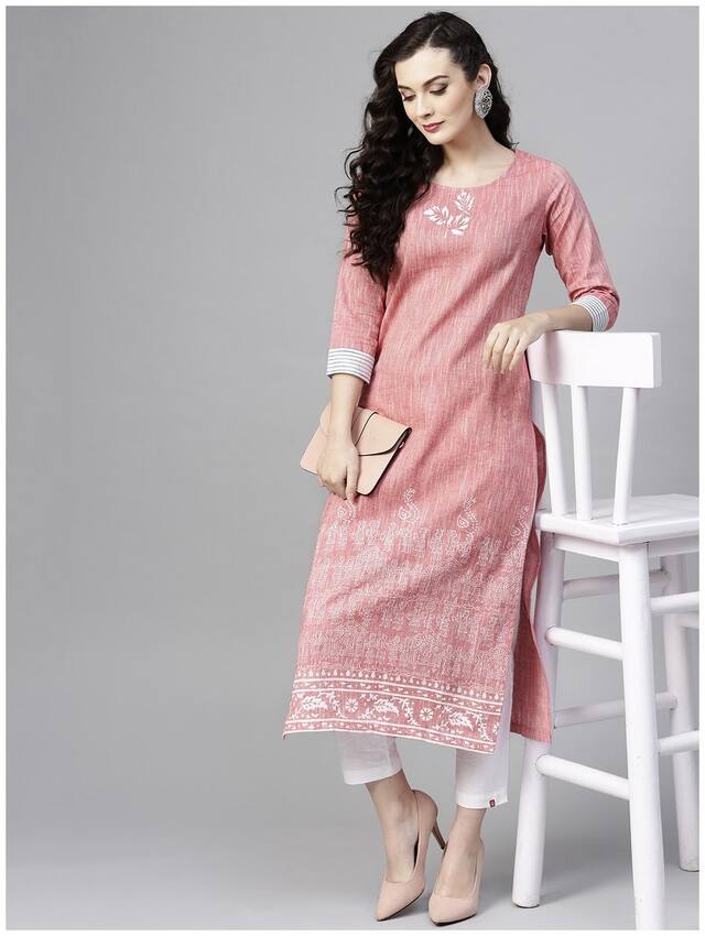 Pannkh Women Pink Printed Regular Kurta