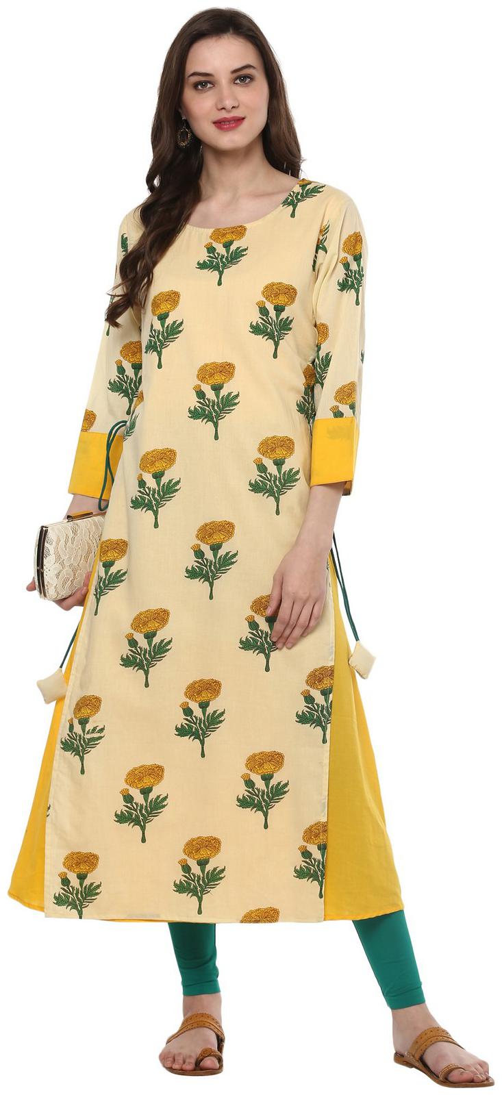 

Pannkh Women Beige Floral Anarkali Kurta