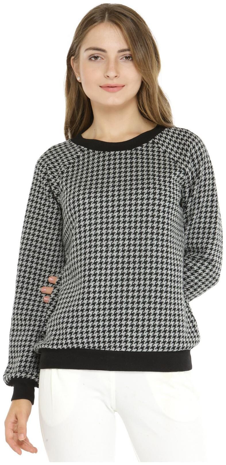 

Pannkh Women Printed Sweatshirt - Grey