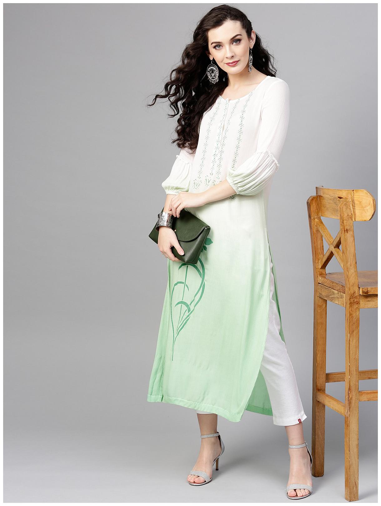 

Pannkh Women White Printed Regular Kurta