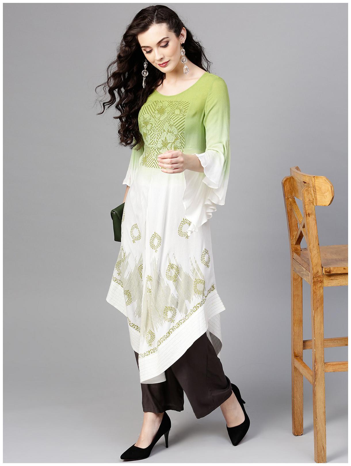 

Pannkh Women White Printed Regular Kurta
