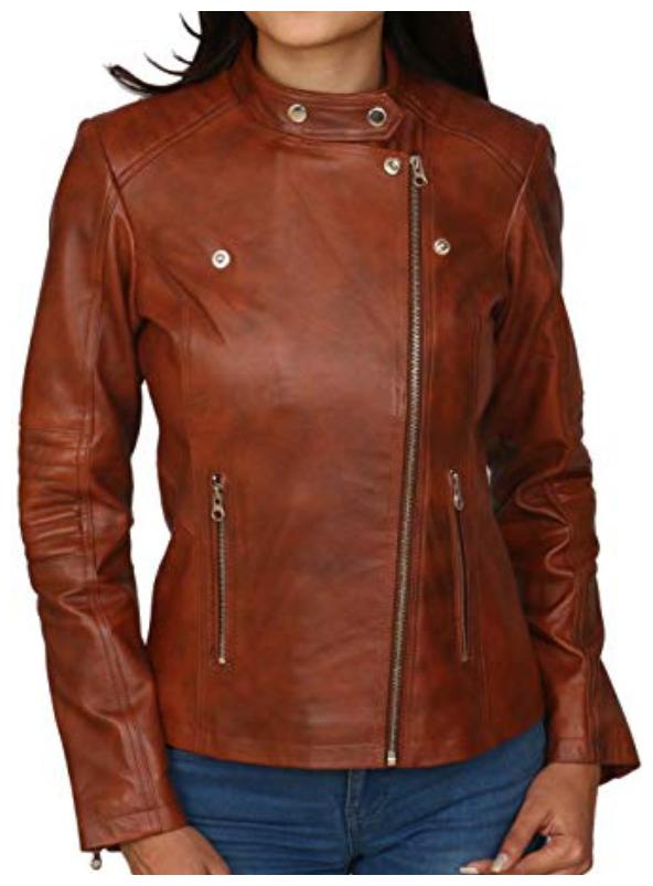 

PARE Women Solid Leather Jacket - Brown