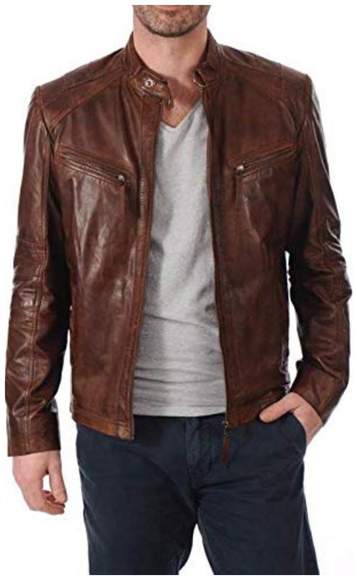 

PARE 100 Genuine Leather Brown Jacket for Men s