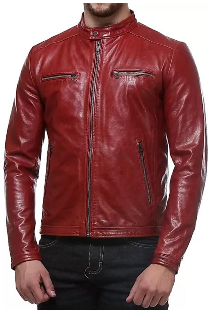 

PARE 100 Genuine Leather Red Jacket for Men s