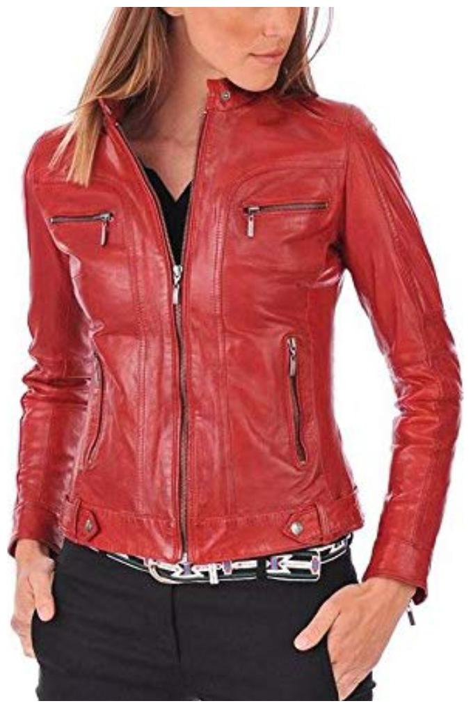 

PARE Women Solid Leather Jacket - Red