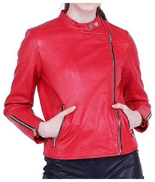 

PARE Women Solid Leather Jacket - Red