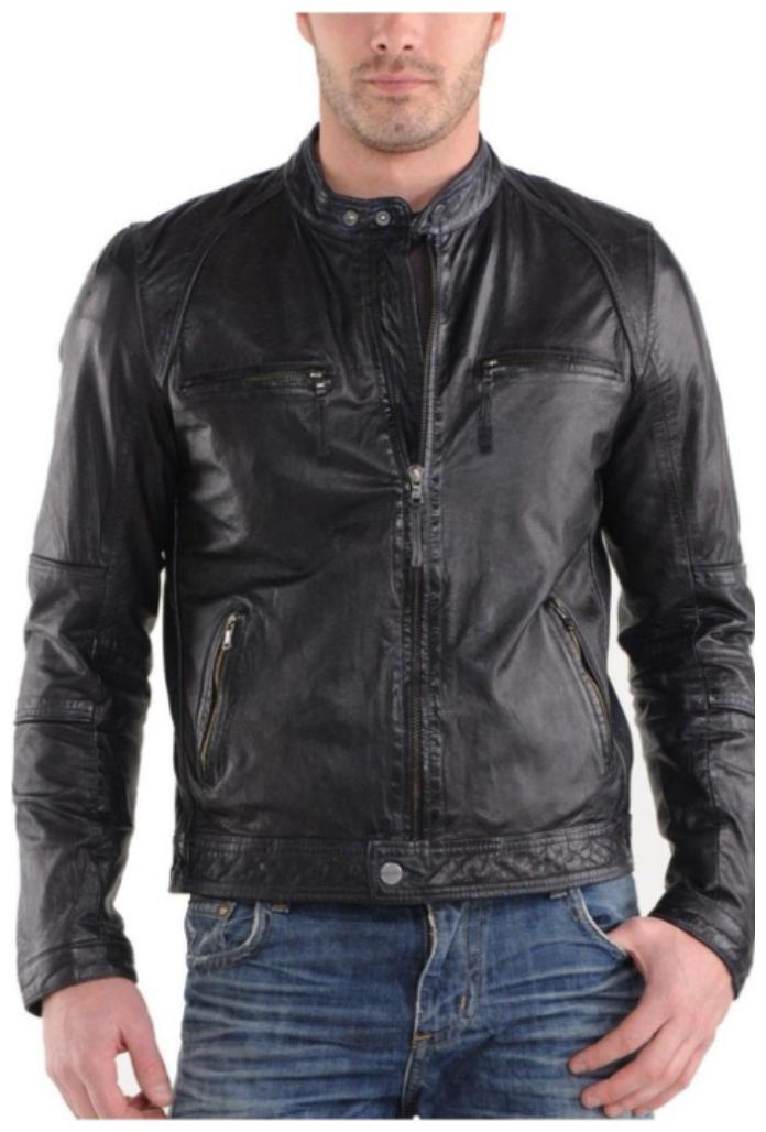 

PARE 100 Genuine Leather Black Jacket for Men s