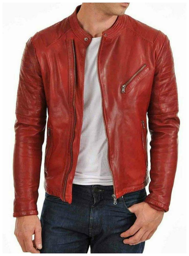 

PARE 100 Genuine Leather Red Jacket for Men s