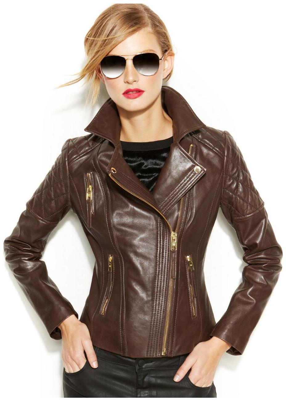 

PARE Women Solid Leather Jacket - Brown