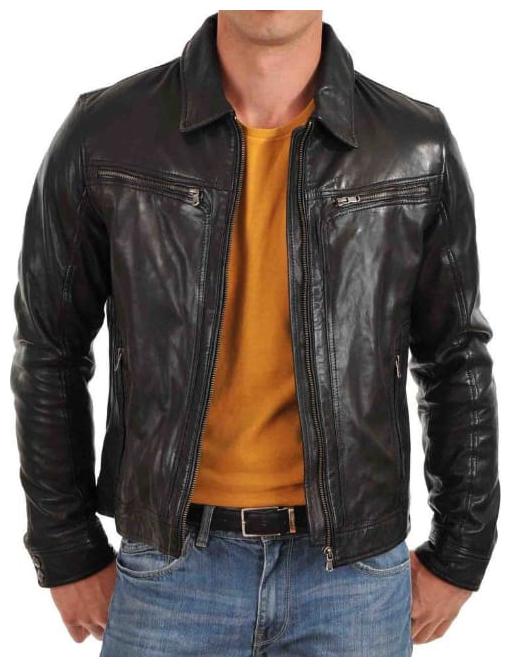 

PARE 100 Genuine Leather Black Jacket for Men s