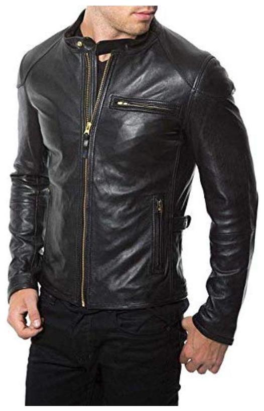 

PARE Men Black Solid Leather jacket