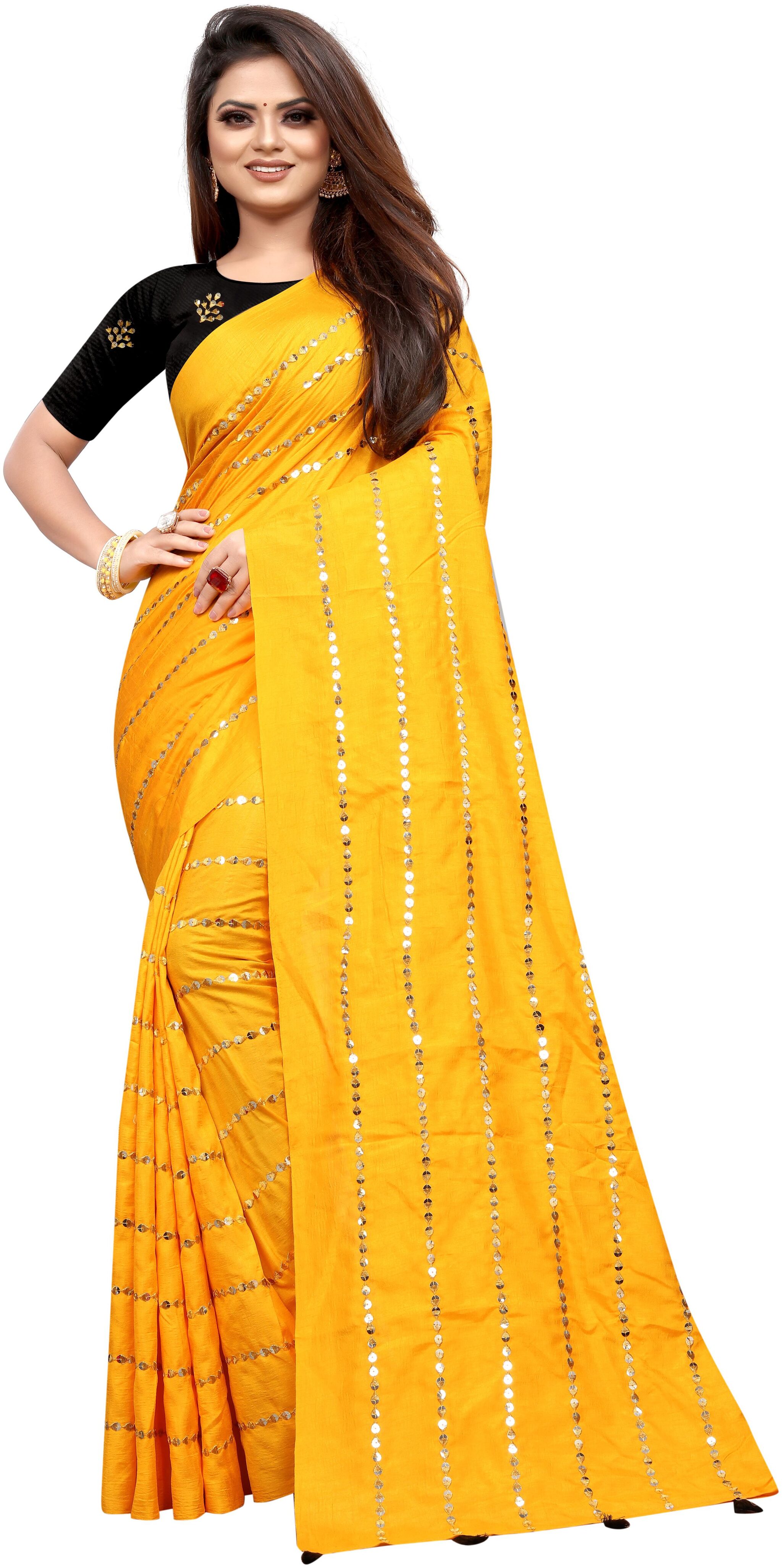 

Pari Designer Silk Embellished Yellow Color Saree With Blouse