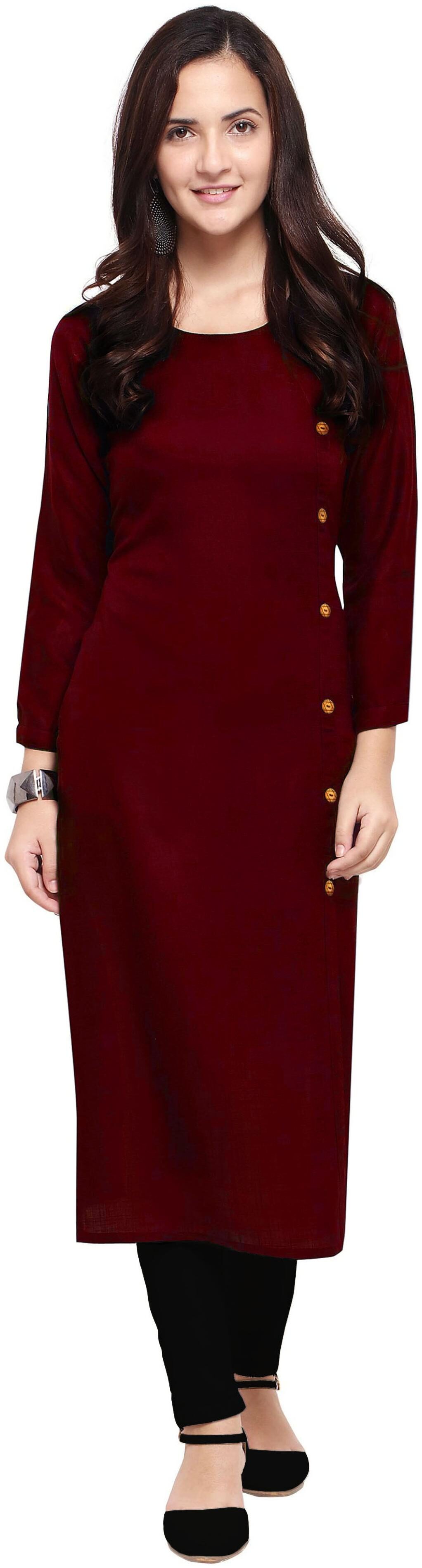 

Paris Designer Solid Rayon Kurtis For Women (Maroon)