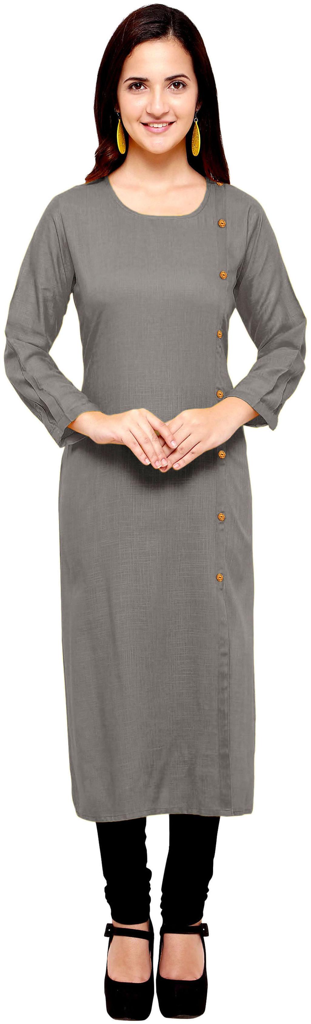 

Paris Designer Solid Rayon Kurtis For Women (Grey)