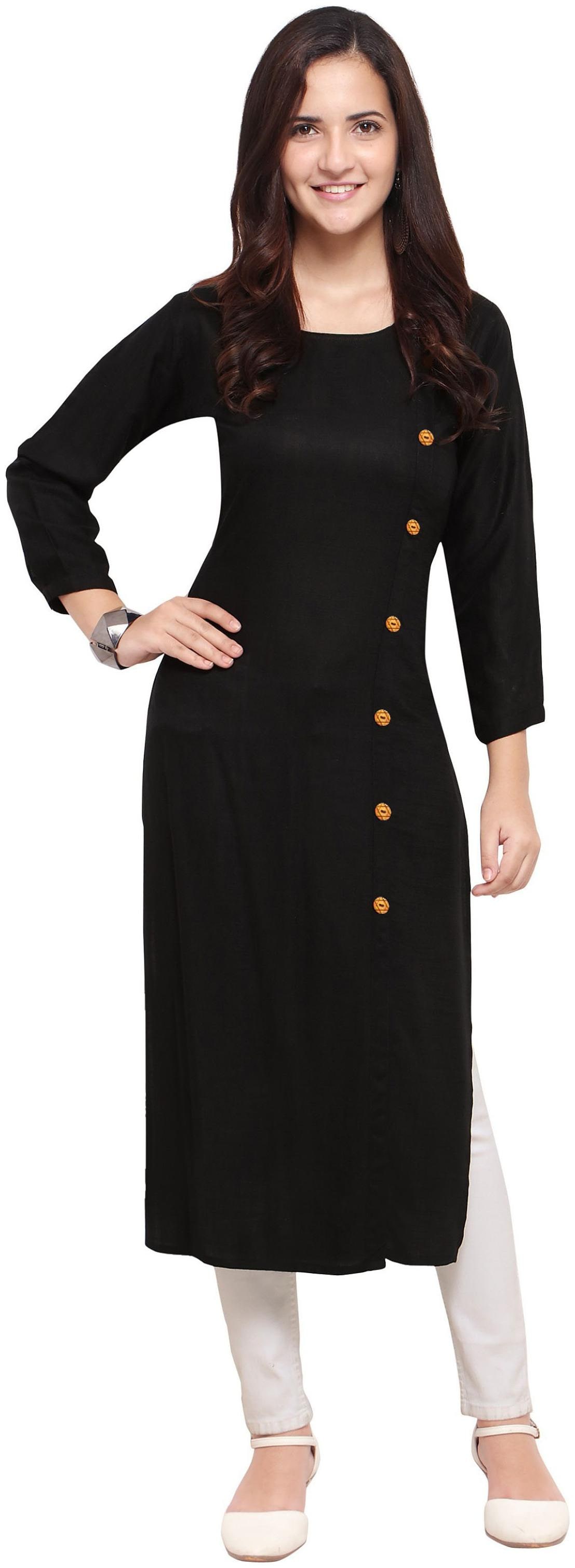 

Paris Designer Solid Rayon Kurtis For Women (Black)