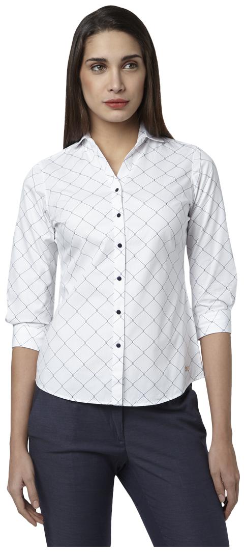 

Park Avenue Women White Printed Regular Fit Shirt