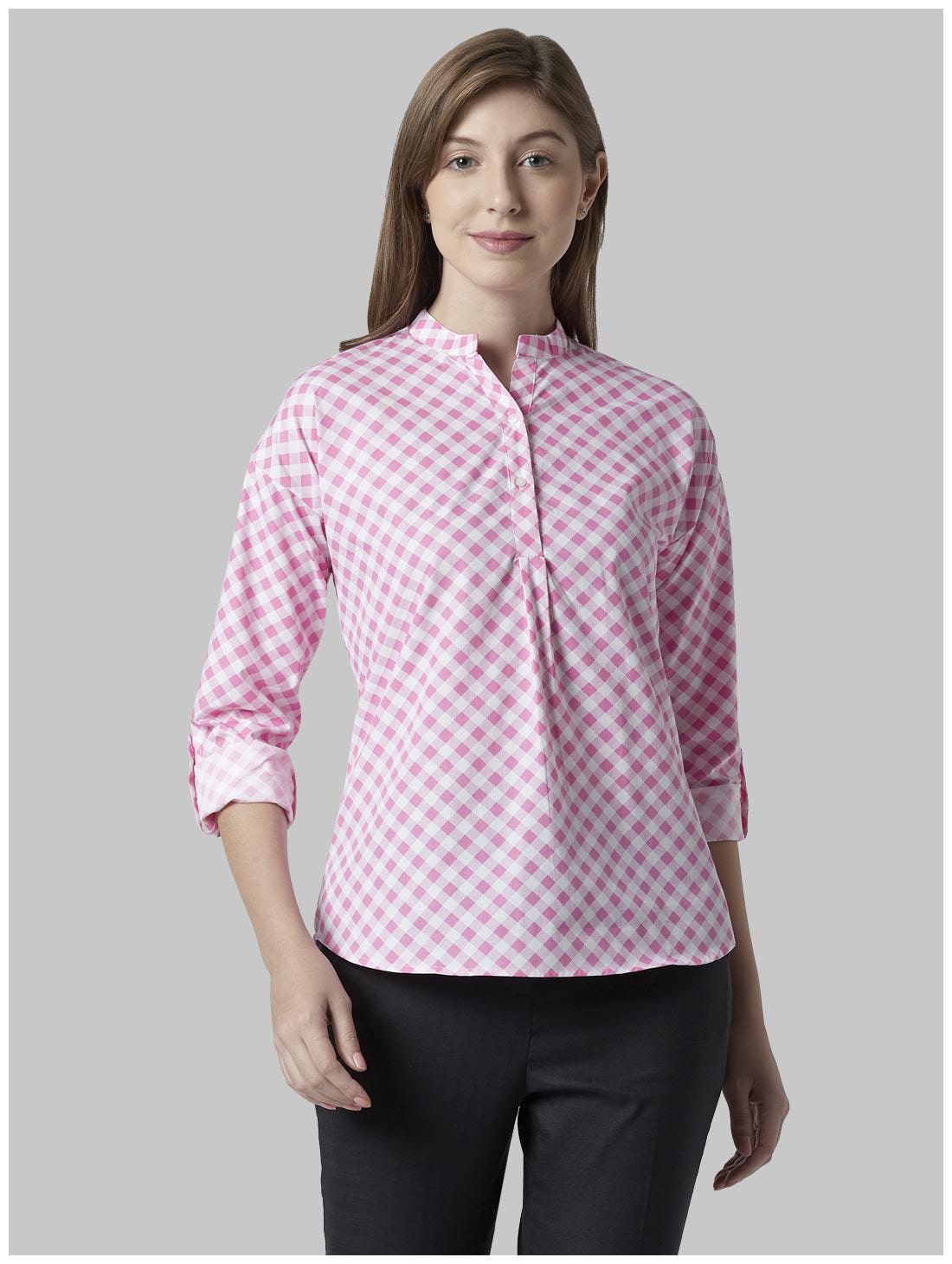 

Park Avenue Women Checked Regular top - Pink