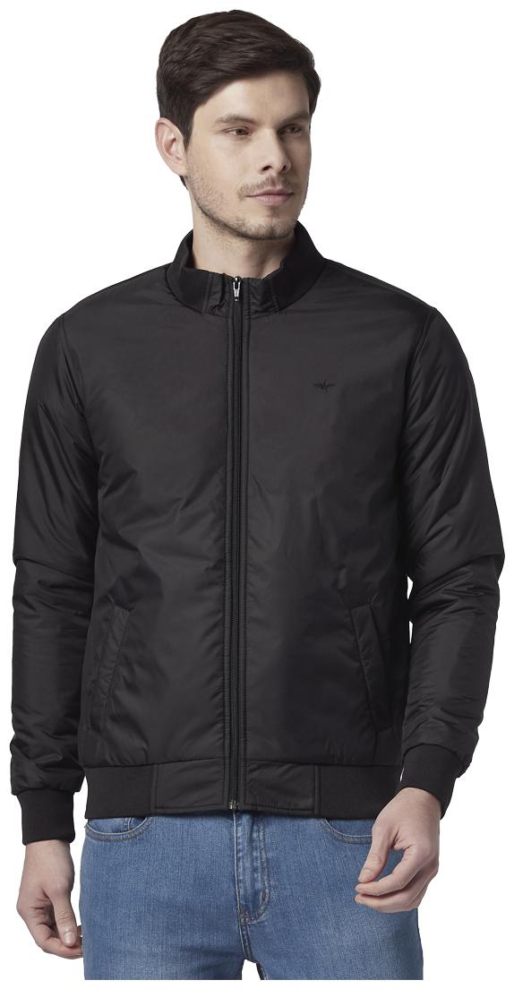 

Park Avenue Men Black Solid Bomber jacket
